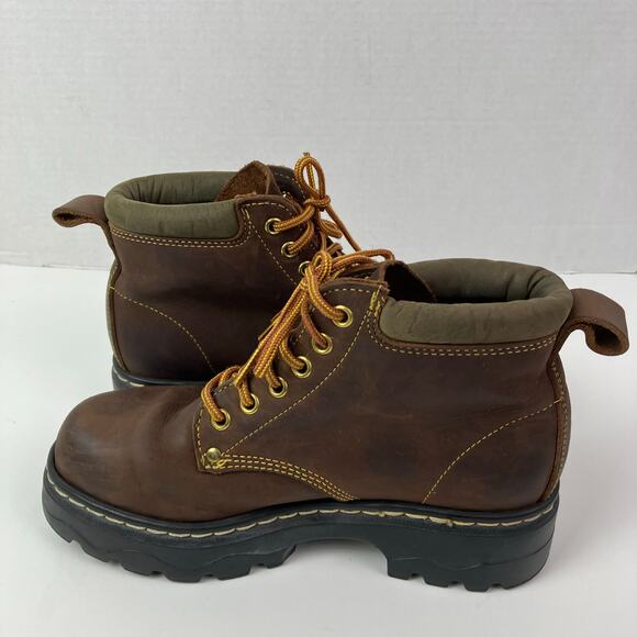 ROOTS TUFF Vintage Brown Leather Hiking/Work Lace-up Boots Chunky Sole Rugged - Picture 12 of 16